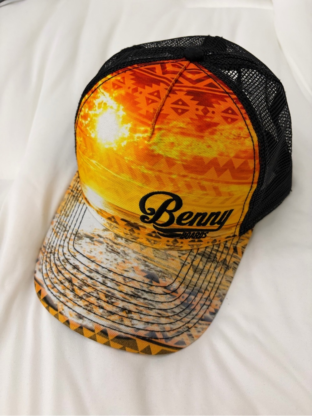 Benny Boards Sunset Aztec Print Trucker Hat Snapback Surf Skate Cap